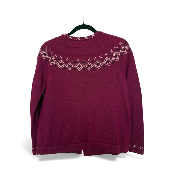 Breckenridge Cardigan Fair Isle Nomad Sweater 3 Button Magenta Purple Small - Picture 3 of 9